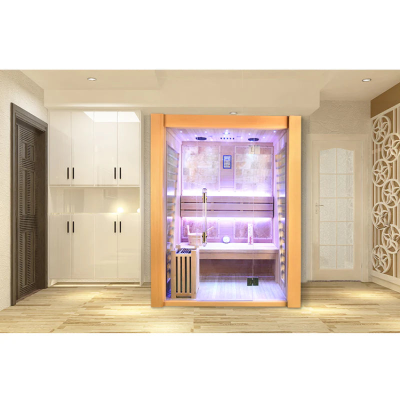 SAUNASNET Luxury Traditional Indoor Steam Sauna Room Glass