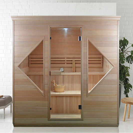 SAUNASNET Indoor Luxury Traditional Wood Spa Dry Sauna Room Glass