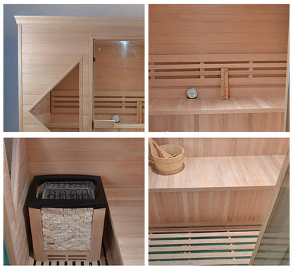 SAUNASNET Indoor Luxury Traditional Wood Spa Dry Sauna Room Glass