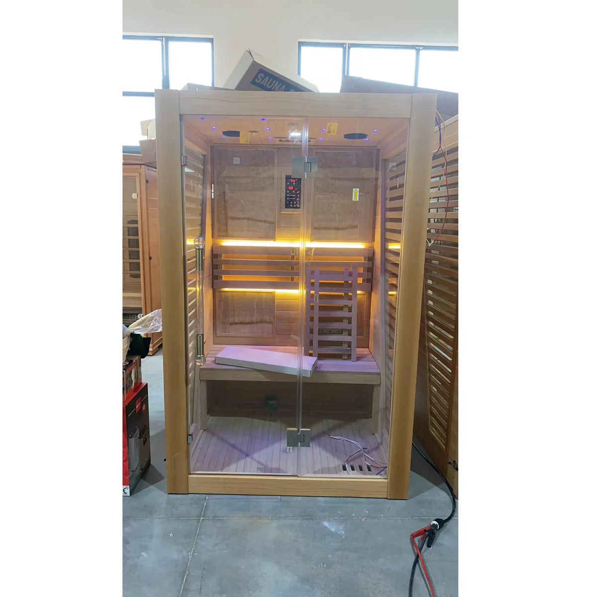 SAUNASNET Luxury Traditional Indoor Steam Sauna Room Glass