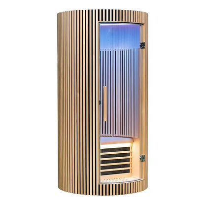 SAUNASNET Hemlock Round Indoor Sauna Room Far Infrared