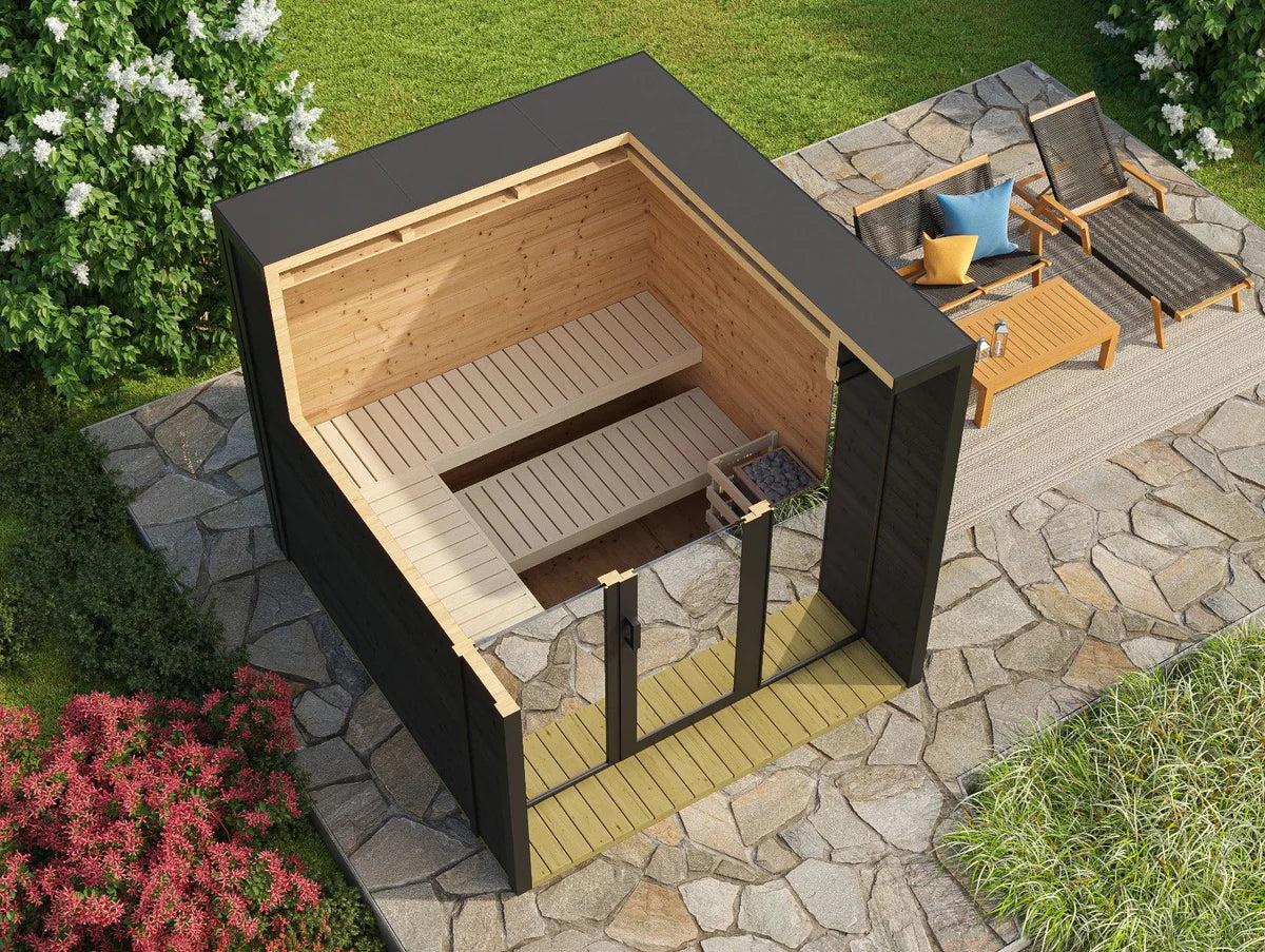 SAUNASNET Ourdoor Right Angle Garden Sauna Square 08