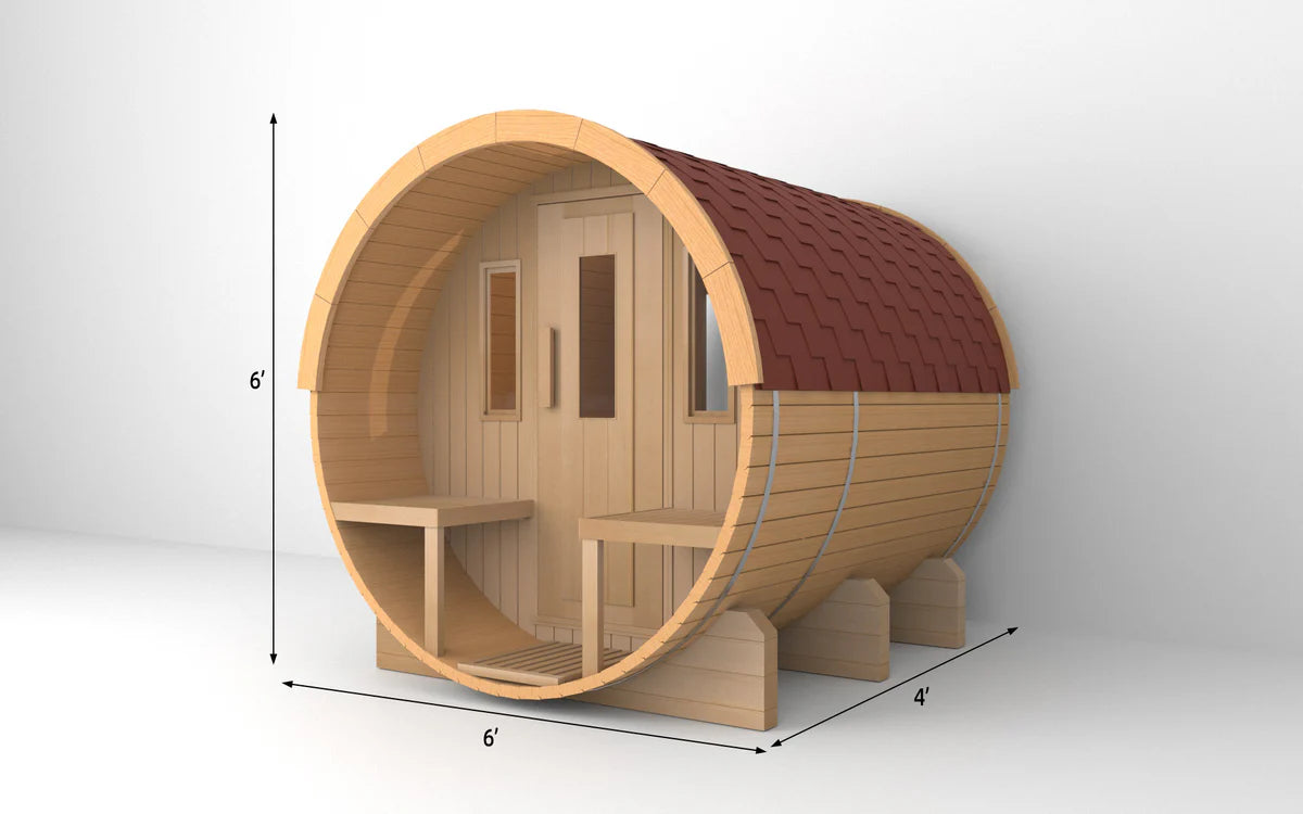 SAUNASNET Outdoor Basic Sauna With Porch Barrel 08