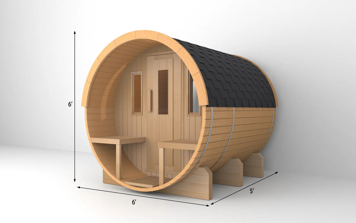 SAUNASNET Outdoor Basic Sauna With Porch Barrel 08