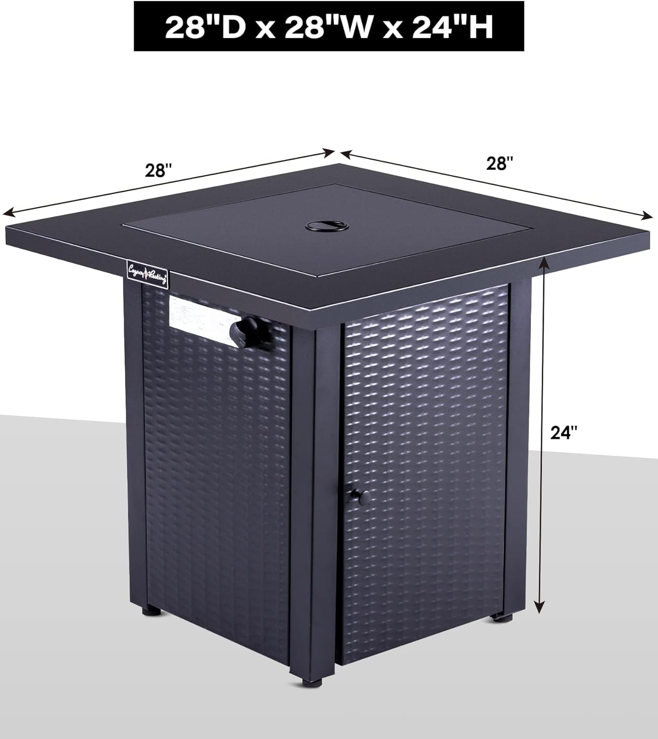 LEGACY HEATING 28in Propane Fire Pit Table, 50,000BTU Outdoor Gas Fire Pit, 2 in 1 Firepit Table w/Lid, Lava Rock, ETL Certified Steel Fire Table add Warmth to Parties on Backyard, Black