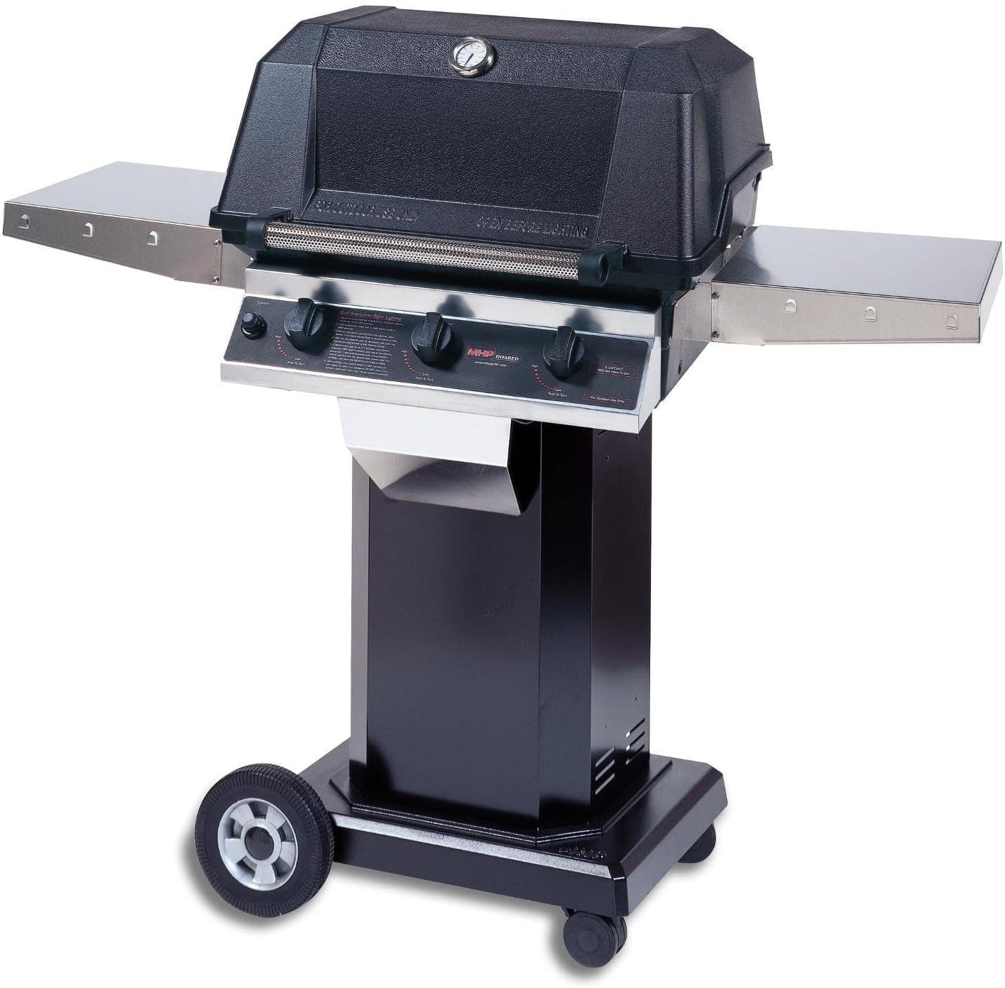 MHP WHRG4DD Hybrid Natural Gas Grill W/SearMagic Grids On Black Cart