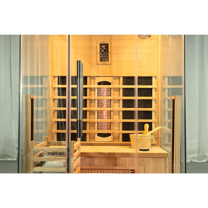 SAUNASNET Premium Indoor Sauna With Three-sided glass Dual System