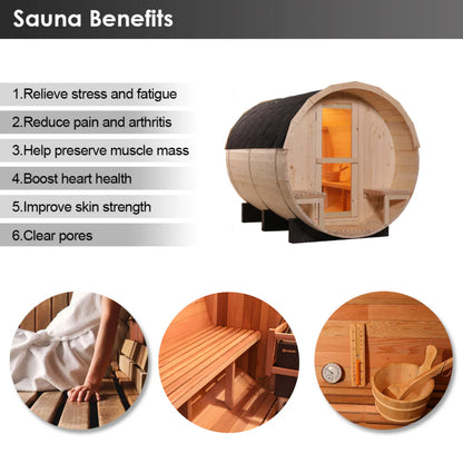 SAUNASNET Canadian Wood Outdoor Sauna Room Barrel 02