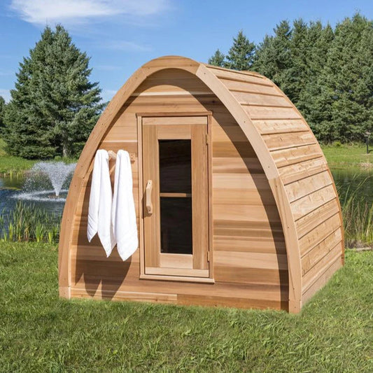 SAUNASNET Mini POD Outdoor Clear Red Cedar Sauna(2-4 person) Barrel