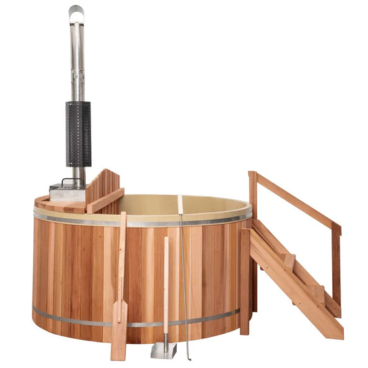 SAUNASNET Wood Fired Cedar Hot Tub - Internal Stove