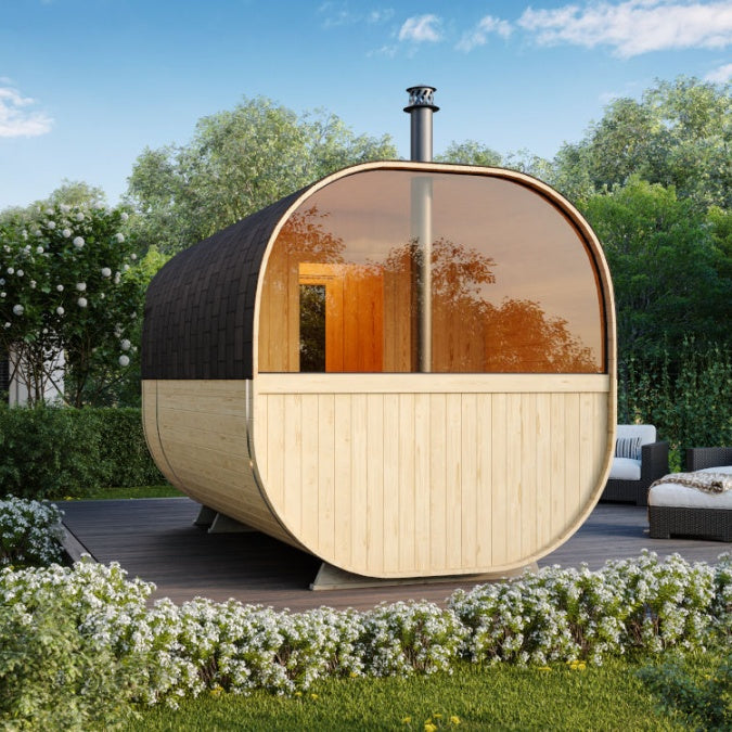 SAUNASNET 2-room Outdoor Garden Sauna Barrel 01