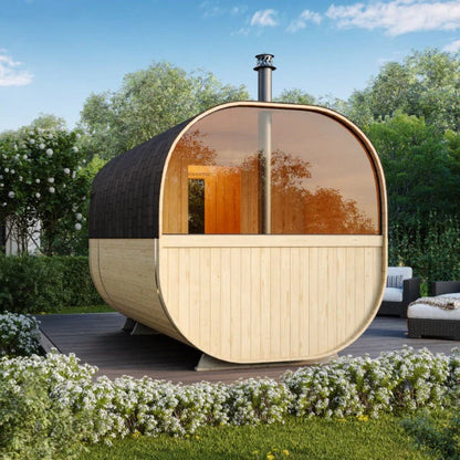 SAUNASNET 2-room Outdoor Garden Sauna Barrel 01