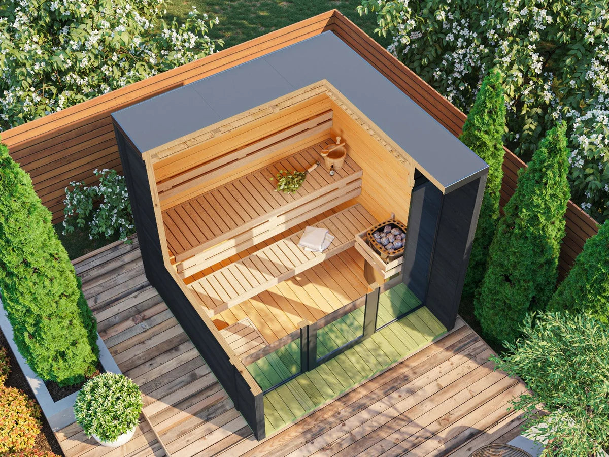 SAUNASNET Ourdoor Right Angle Garden Sauna Square 08